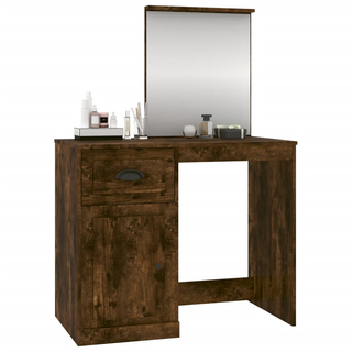 vidaXL Dressing Table with Mirror Smoked Oak 90x50x132.5 cm Engineered Wood - Giant Lobelia