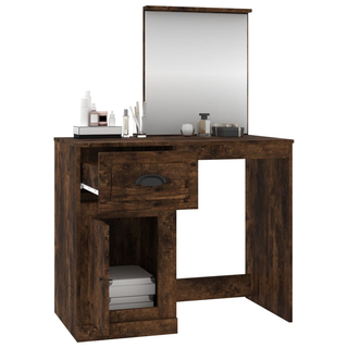 vidaXL Dressing Table with Mirror Smoked Oak 90x50x132.5 cm Engineered Wood - Giant Lobelia