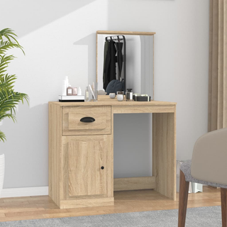 vidaXL Dressing Table with Mirror Sonoma Oak 90x50x132.5 cm Engineered Wood - Giant Lobelia