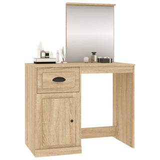 vidaXL Dressing Table with Mirror Sonoma Oak 90x50x132.5 cm Engineered Wood - Giant Lobelia