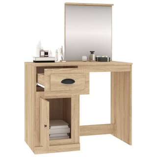 vidaXL Dressing Table with Mirror Sonoma Oak 90x50x132.5 cm Engineered Wood - Giant Lobelia