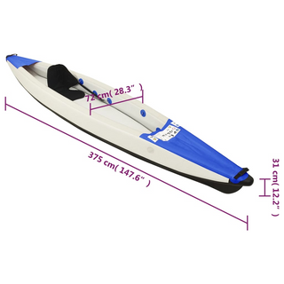 vidaXL Inflatable Kayak Blue 375x72x31 cm Polyester - Giant Lobelia