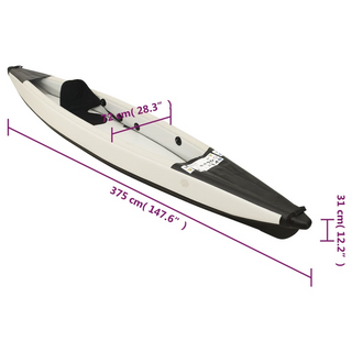 vidaXL Inflatable Kayak Black 375x72x31 cm Polyester - Giant Lobelia