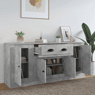 vidaXL Sideboards 3 pcs Concrete Grey Engineered Wood - GIANT LOBELIA