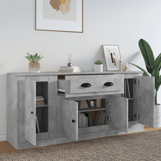 Sideboards 3 pcs Concrete Grey Engineered Wood - Giant Lobelia