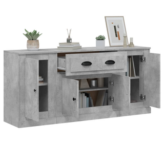 Sideboards 3 pcs Concrete Grey Engineered Wood - Giant Lobelia