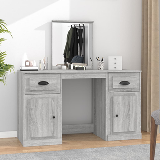 vidaXL Dressing Table with Mirror Grey Sonoma 130x50x132.5 cm - Giant Lobelia