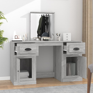 vidaXL Dressing Table with Mirror Grey Sonoma 130x50x132.5 cm - Giant Lobelia