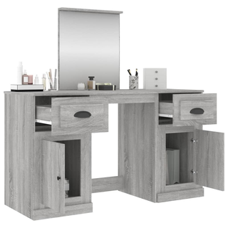 vidaXL Dressing Table with Mirror Grey Sonoma 130x50x132.5 cm - Giant Lobelia