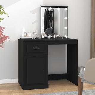 vidaXL Dressing Table with LED Black 90x50x132.5 cm Engineered Wood - Giant Lobelia