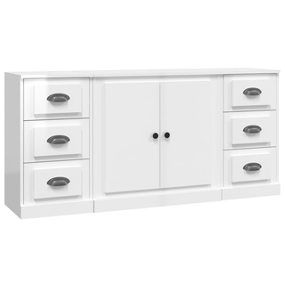 vidaXL Sideboards 3 pcs High Gloss White Engineered Wood - Giant Lobelia