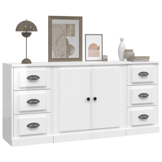 vidaXL Sideboards 3 pcs High Gloss White Engineered Wood - Giant Lobelia