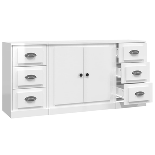 vidaXL Sideboards 3 pcs High Gloss White Engineered Wood - Giant Lobelia