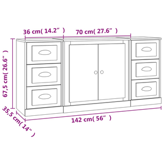 vidaXL Sideboards 3 pcs High Gloss White Engineered Wood - Giant Lobelia