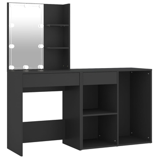 vidaXL LED Dressing Table with Cabinet Black Engineered Wood - Giant Lobelia