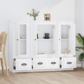 vidaXL Highboards 3 pcs White Engineered Wood - Giant Lobelia