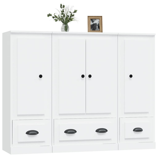 vidaXL Highboards 3 pcs White Engineered Wood - Giant Lobelia