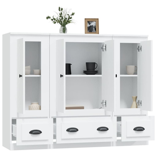 vidaXL Highboards 3 pcs White Engineered Wood - Giant Lobelia