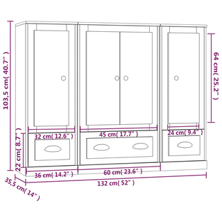 vidaXL Highboards 3 pcs White Engineered Wood - Giant Lobelia