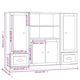 Highboards 3 pcs Black Engineered Wood