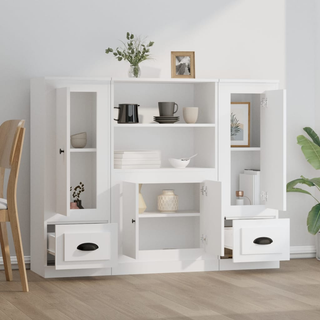 vidaXL Highboards 3 pcs White Engineered Wood - Giant Lobelia