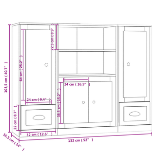 Highboards 3 pcs Sonoma Oak Engineered Wood - Giant Lobelia