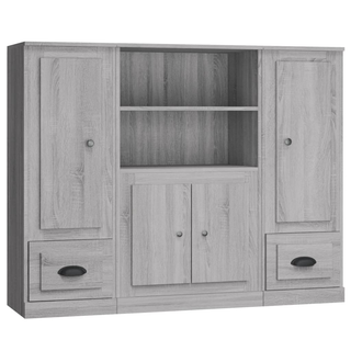 Highboards 3 pcs Smoked Oak Engineered Wood - Giant Lobelia