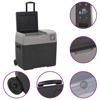 vidaXL Cool Box with Wheel and Handle Black&Grey 50 L Polypropylene - Giant Lobelia