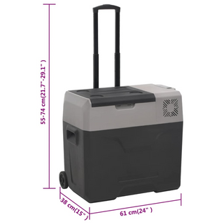 vidaXL Cool Box with Wheel and Handle Black&Grey 50 L Polypropylene - Giant Lobelia