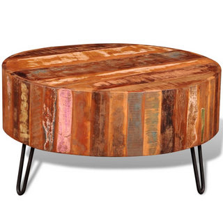 vidaXL Coffee Table Solid Reclaimed Wood Round - Giant Lobelia