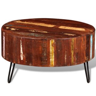 vidaXL Coffee Table Solid Reclaimed Wood Round - Giant Lobelia