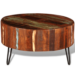 vidaXL Coffee Table Solid Reclaimed Wood Round - Giant Lobelia