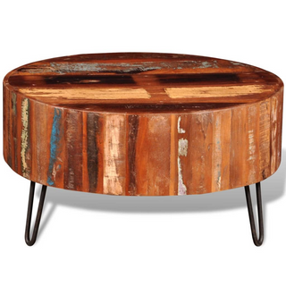 vidaXL Coffee Table Solid Reclaimed Wood Round - Giant Lobelia