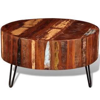 vidaXL Coffee Table Solid Reclaimed Wood Round - Giant Lobelia