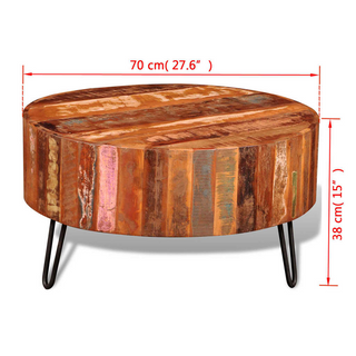 vidaXL Coffee Table Solid Reclaimed Wood Round - Giant Lobelia