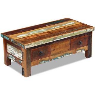 vidaXL Coffee Table Drawers Solid Reclaimed Wood 90x45x35 cm - Giant Lobelia