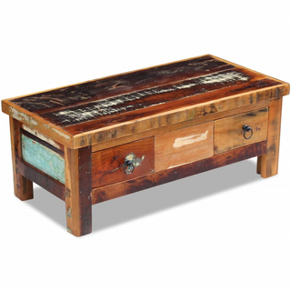 vidaXL Coffee Table Drawers Solid Reclaimed Wood 90x45x35 cm - Giant Lobelia