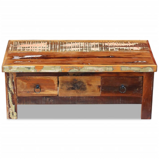 vidaXL Coffee Table Drawers Solid Reclaimed Wood 90x45x35 cm - Giant Lobelia