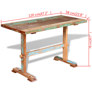 vidaXL Pedestal Dining Table Solid Reclaimed Wood 120x58x78 cm - Giant Lobelia