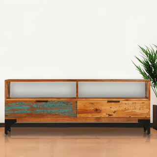 vidaXL TV Cabinet - Solid Reclaimed Wood, Vintage Style - Antique-Style Charm with Ample Storage Space - Giant Lobelia