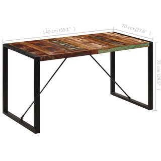 vidaXL Dining Table 140x70x75 cm Solid Reclaimed Wood - Giant Lobelia