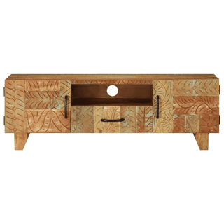 vidaXL Hand Carved TV Cabinet 120x30x40 cm | Solid Reclaimed Wood | Vintage Style and Ample Storage Space - Giant Lobelia