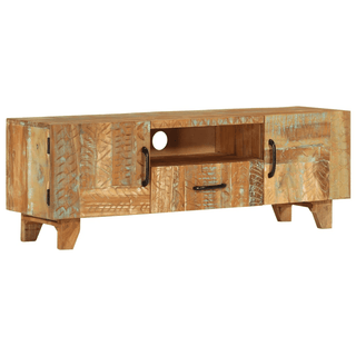 vidaXL Hand Carved TV Cabinet 120x30x40 cm | Solid Reclaimed Wood | Vintage Style and Ample Storage Space - Giant Lobelia