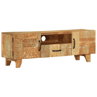 vidaXL Hand Carved TV Cabinet 120x30x40 cm | Solid Reclaimed Wood | Vintage Style and Ample Storage Space - Giant Lobelia