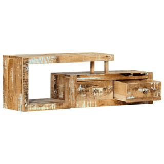 vidaXL TV Cabinet 120x30x40 cm Solid Reclaimed Wood - Classic-style Wooden TV Stand with Drawers and Compartment - Giant Lobelia