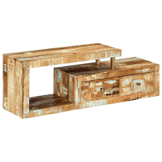 vidaXL TV Cabinet 120x30x40 cm Solid Reclaimed Wood - Classic-style Wooden TV Stand with Drawers and Compartment - Giant Lobelia