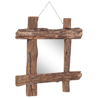 vidaXL Log Mirror Natural 50x50 cm Solid Reclaimed Wood - Giant Lobelia