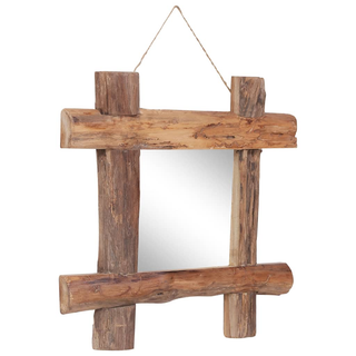 vidaXL Log Mirror Natural 50x50 cm Solid Reclaimed Wood - Giant Lobelia