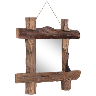 vidaXL Log Mirror Natural 50x50 cm Solid Reclaimed Wood - Giant Lobelia