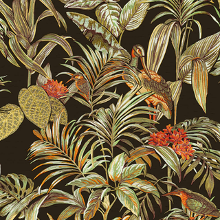 DUTCH WALLCOVERINGS Wallpaper Bird-of-Paradise Black - Giant Lobelia